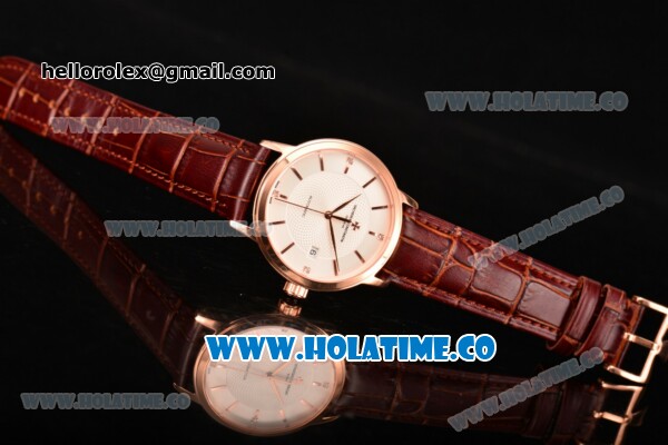 Vacheron Constantin Patrimony Swiss ETA 2824 Automatic Rose Gold Case with White Dial and Stick Markers - Click Image to Close